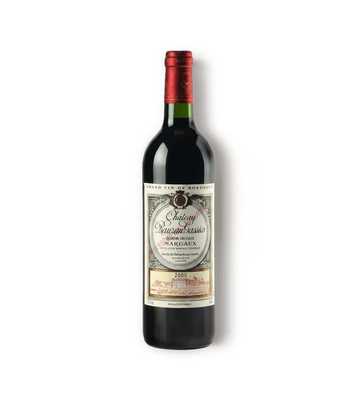 Château Rauzan-Gassies 2000 Margaux Second Growth Bordeaux red wine bottle